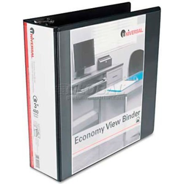 Universal ¬Æ Round Ring Economy Vinyl View Binder, 3" Capacity, Black UNV20991***